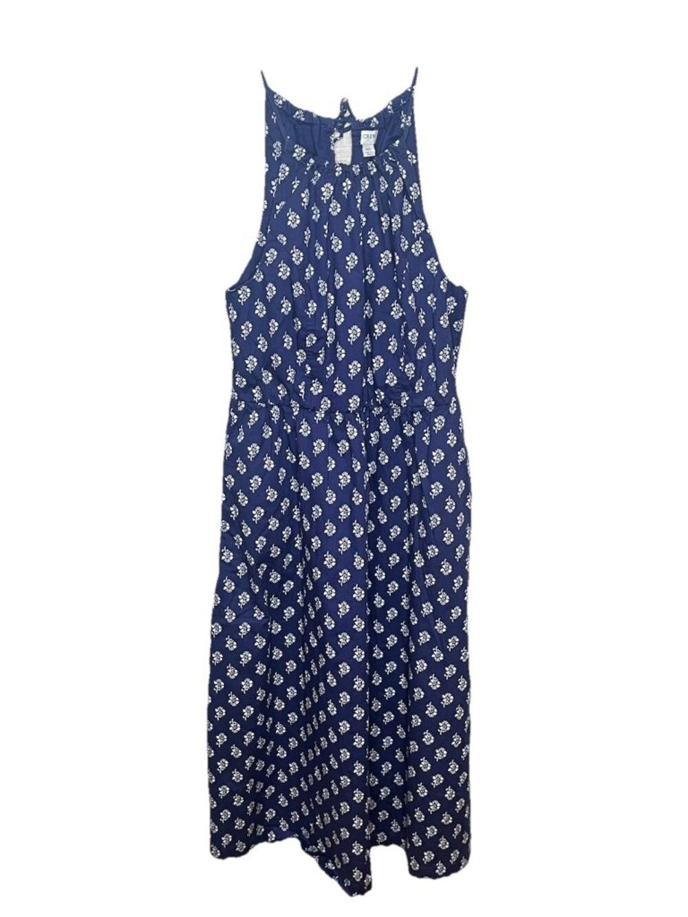 J Crew Blue White Floral Midi Dress 10 Sleeveless Cotton Coastal Grandma Preppy